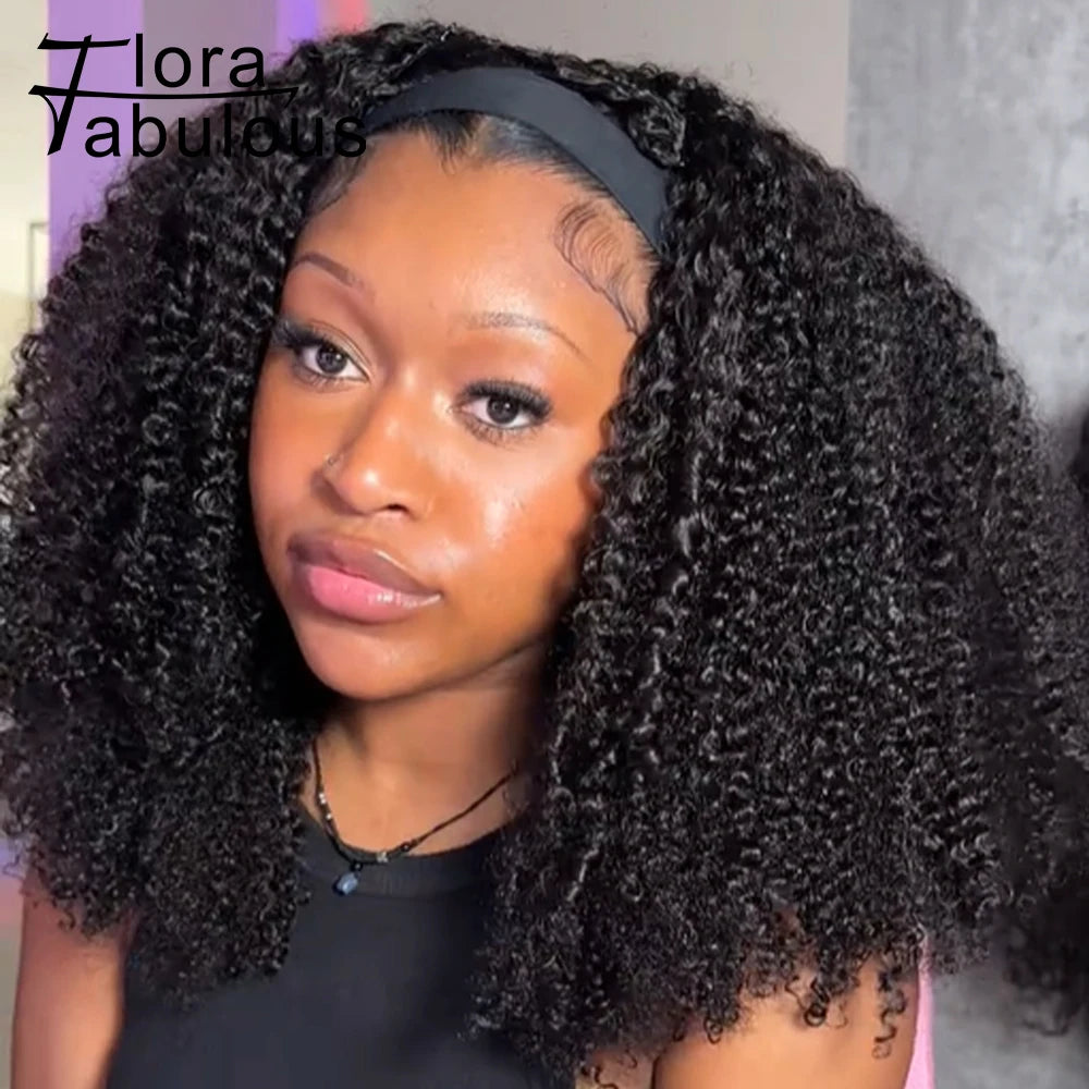 200 Density Afro Kinky Curly V Part Wigs Human Hair No Leave Out Kinky Curly V Part Wig For Black Women No Glue Clip In Half Wig
